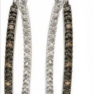 Sterling Silver Chocolate Diamond Earrings